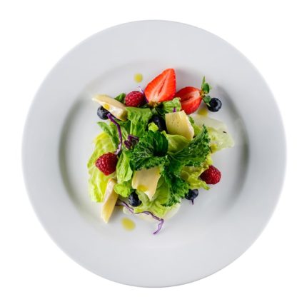 Mixed Green Salad with Fresh Berries and Cheese Shavings